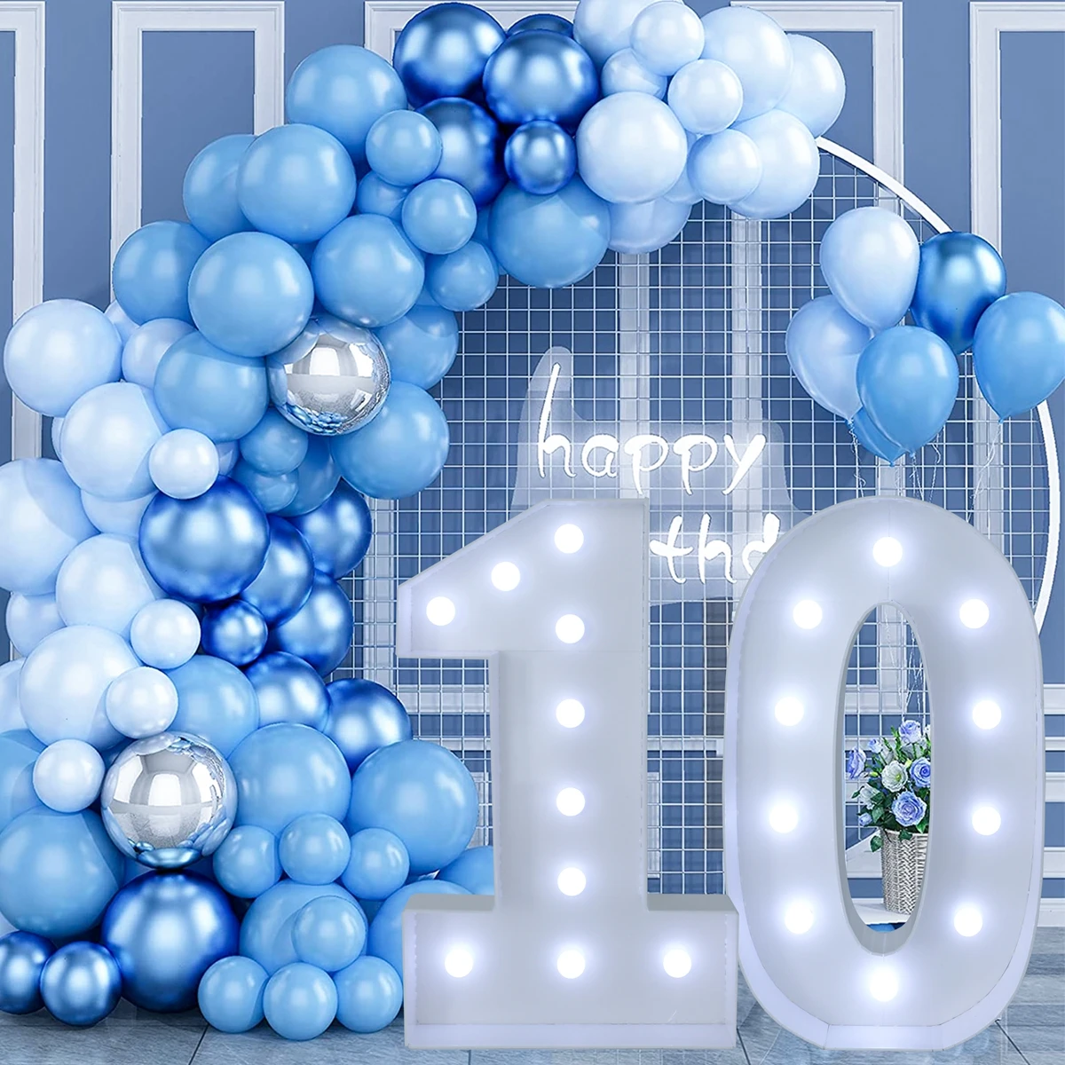 73cm Giant Figure Balloon Filling Box with Lights 1st Birthday Balloon Number 18 30 50 60 Balloon Frame Wedding Decor BabyShower