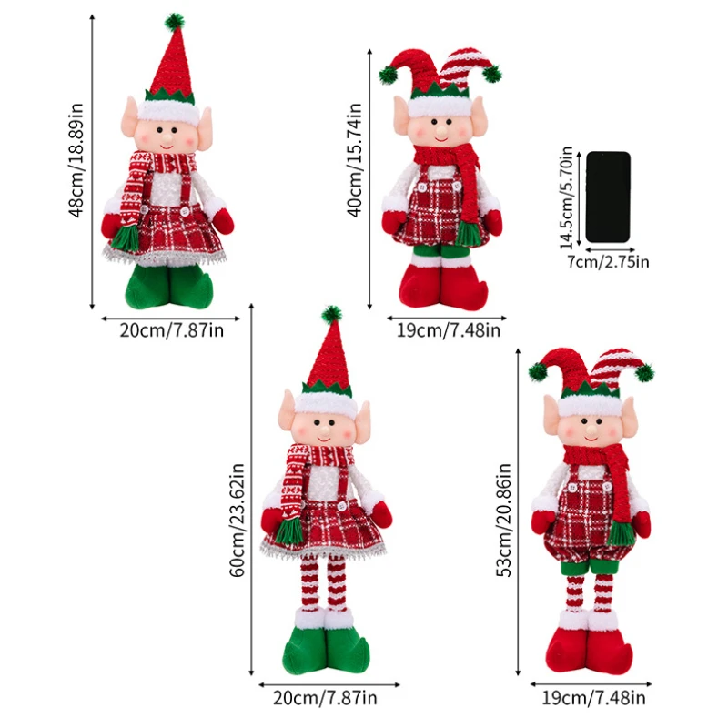 Christmas Decorations Standing Retractable Red and Green Elf Figure  Festive  Scene Layout To Add A Little Fun To Your Christmas