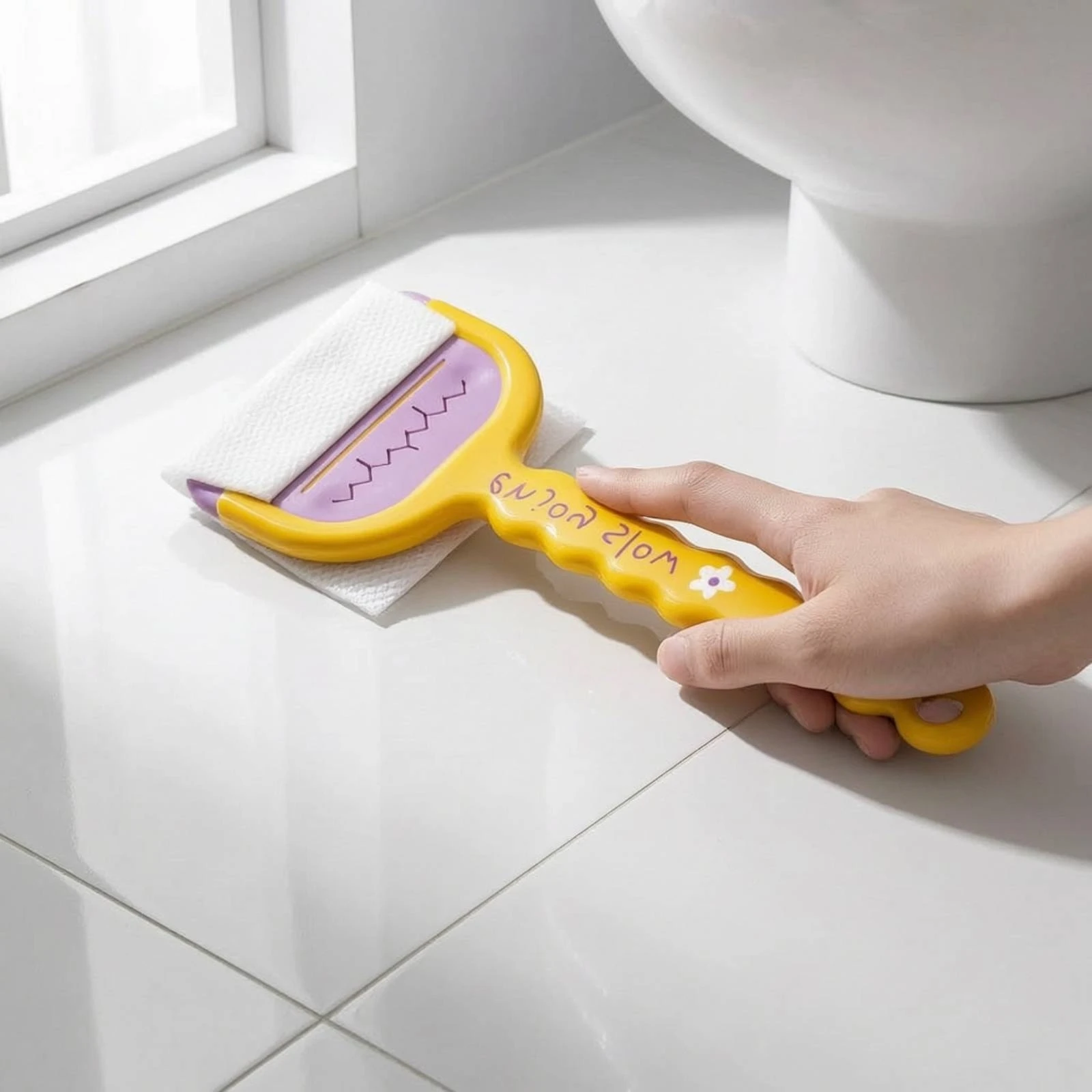 Scraper with Long Handle Multifunctional Bathroom Scraper Cleaning Tool with Long Handle Easy to Clean Crevice Cleaning Brush
