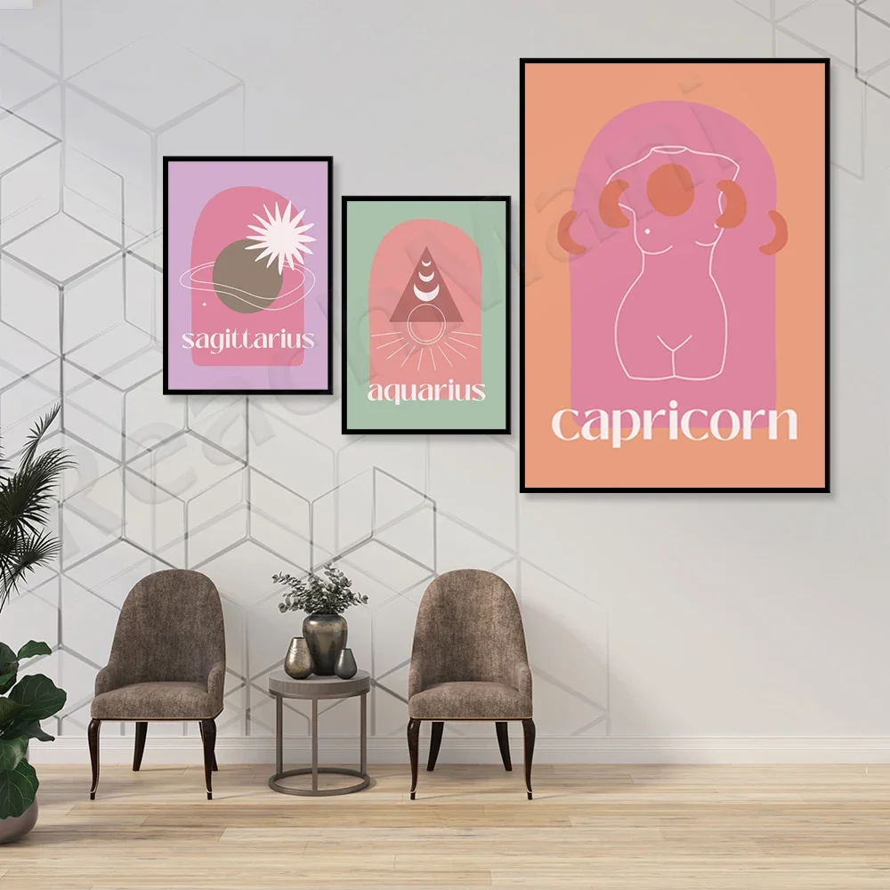Astrology prints, sun and moon rising decorative posters