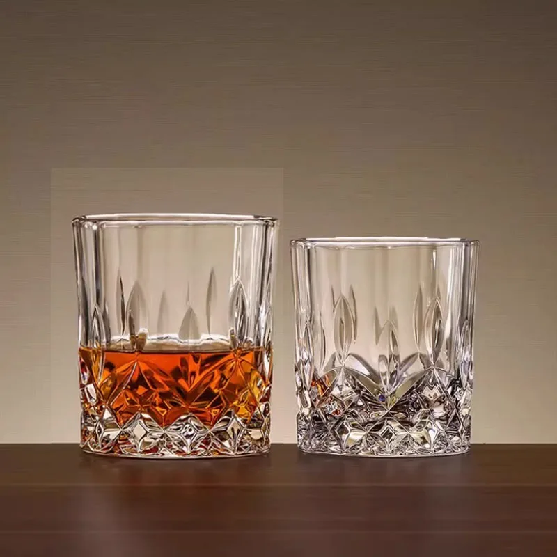 230ml/250ml/315ml Creative Carved Wine Glass Cup Transparent Juice Cold Drink Cups Whiskey Glass Drinking Glasses Water Bottle
