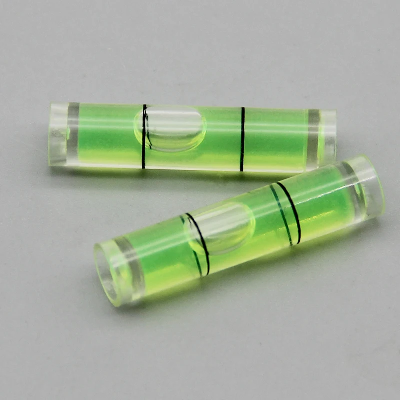 100pcs 8*35mm Mini Square Spirit Bubble Level Transparent Plastic Green bubble Custom Sizes