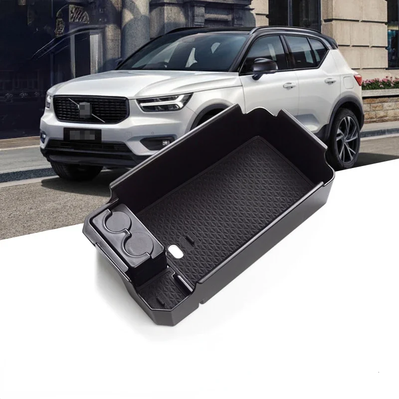 

For Volvo XC40 2019-2023 ABS Black Car Center Console Armrest Storage Box Mobile Phone Storage Box Car Accessories