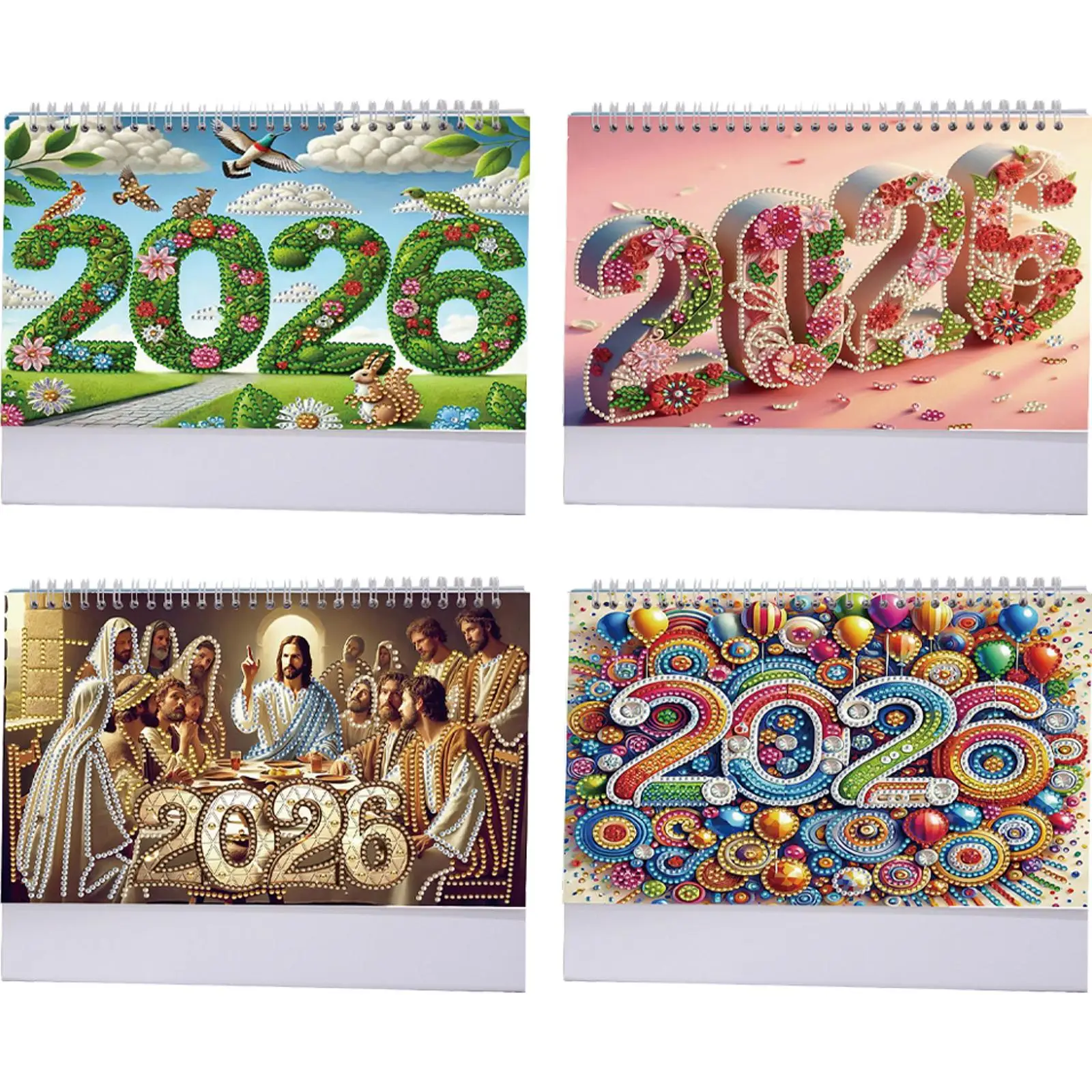 

2026 Calendar DIY Diamond Painting Art Kit Handmade Crafts Monthly Flip Desktop Calendar for Home Decor Office School Scheduling