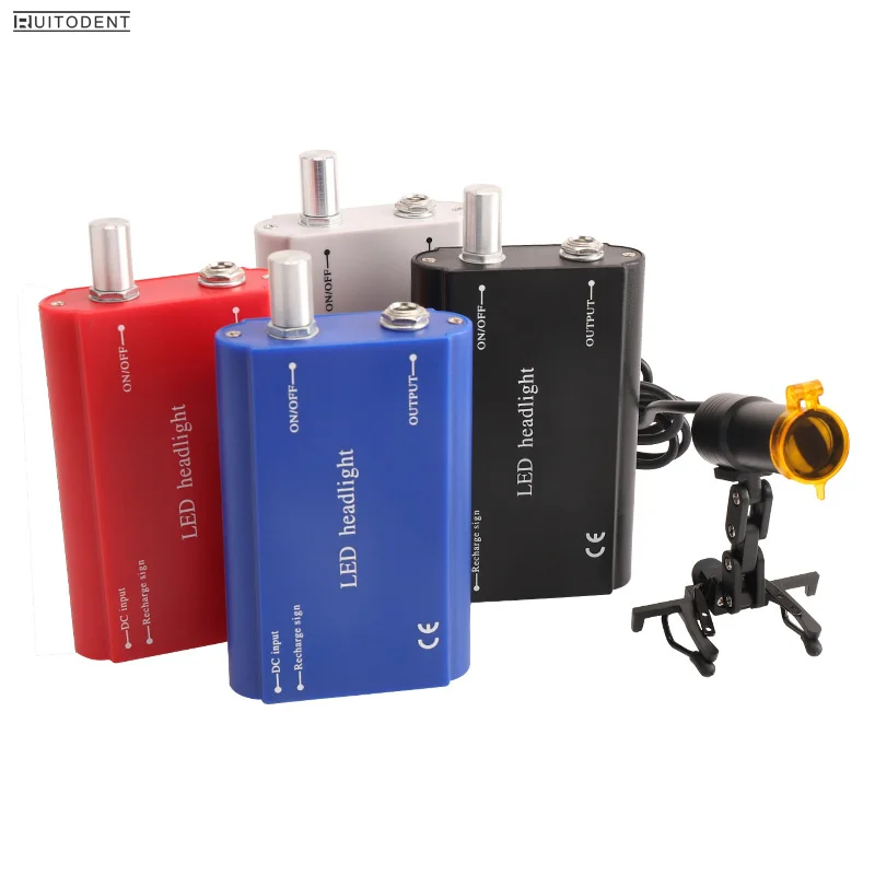 Dental Lab Medical Loupe 3W LED Headlight Headlamp with Glasses Clip Yellow Light Dental Magnifier