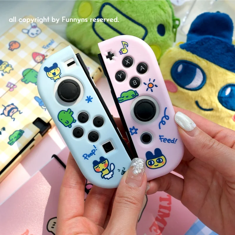 غطاء حماية كرتوني متباين الألوان من Tamagotchi لجهاز Switch OLED Lite Series ملحقات الألعاب NS Shell تصميم لطيف