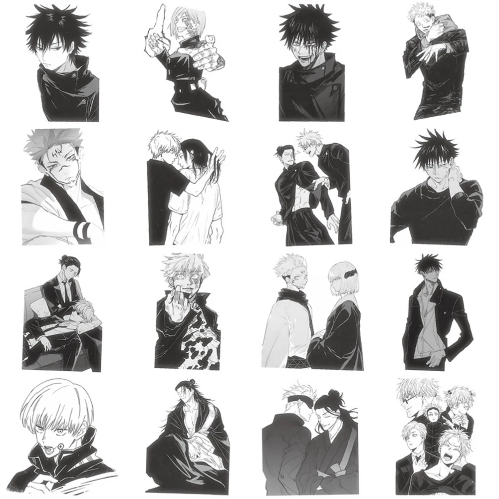 10/30/60pcs Jujutsu Kaisen Anime Stickers Waterproof DIY Skateboard Phone Notebook Cool Black and White Manga Decals Decoration