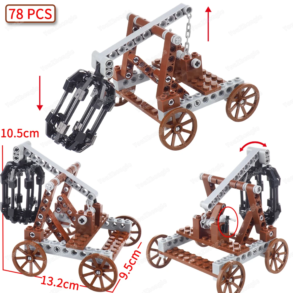 Wheel Transport rack Building Block Assembly MOC Figures Cage  Iron chain Lever Floating Model Equipment Tool Scene Gift Boy Toy
