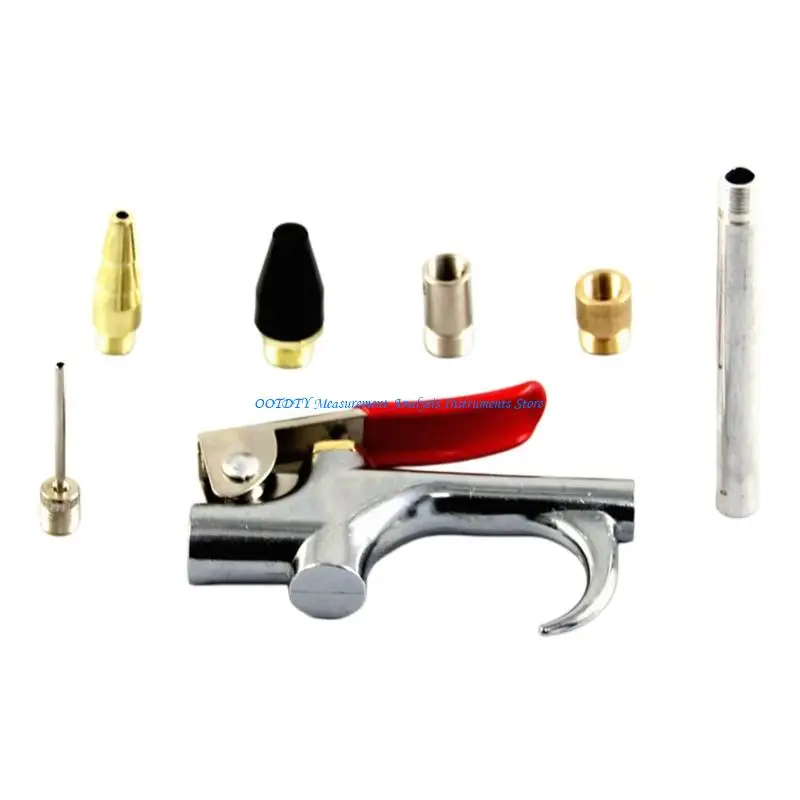 367D Air Blow Guns Attachment Set with Stainless Steel Main Body, 7 Piece Nozzle Assortment for Narrow Area Care, Dust Removal