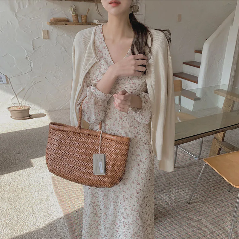 E Vestido Largo de Gasa con Cuello en V y Pliegues en la Cintura para Otoño, Vestido Largo de Estilo Coreano con Estam...