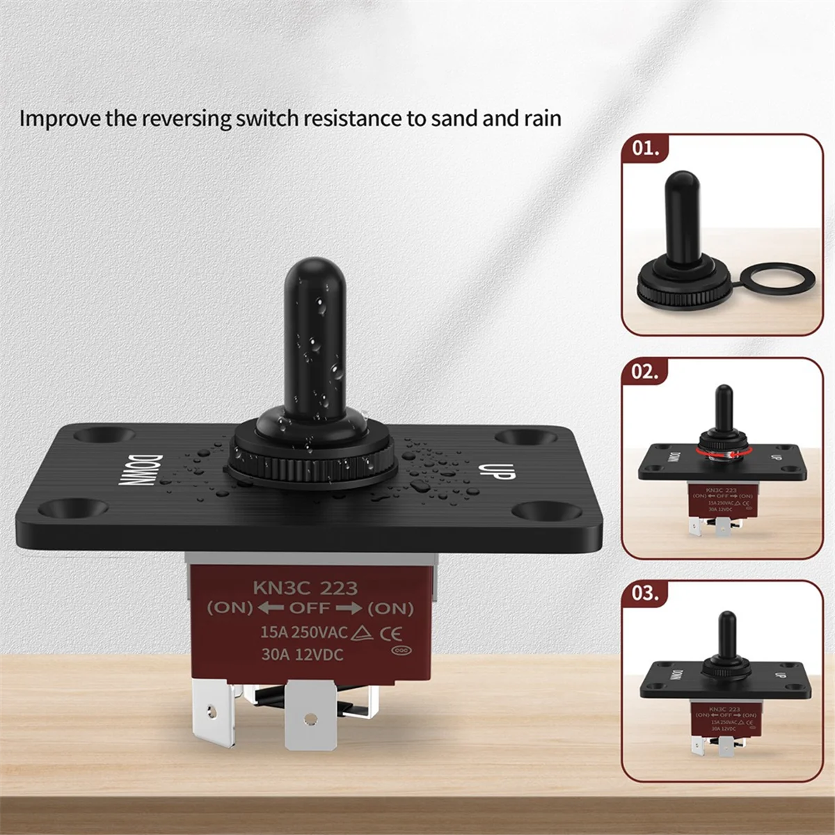 Rocker Toggle Switches Momentary Polarity Reverse Switch 6 Pin 3 Position (ON)-Off-(ON) with UP/Down Plate for RV Boat