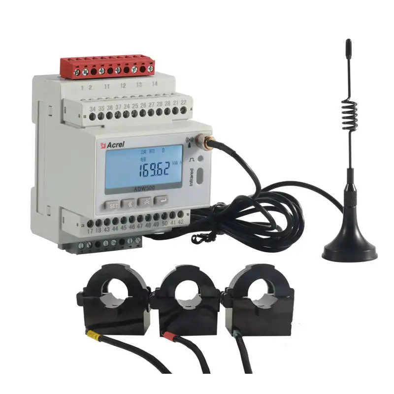 ADW300 MQTT Wifi licznik energii 3-fazowy bezprzewodowy System monitorowania zasilania z 4 kablami czujniki temperatury + 3 sztuki 300A Ct czujników