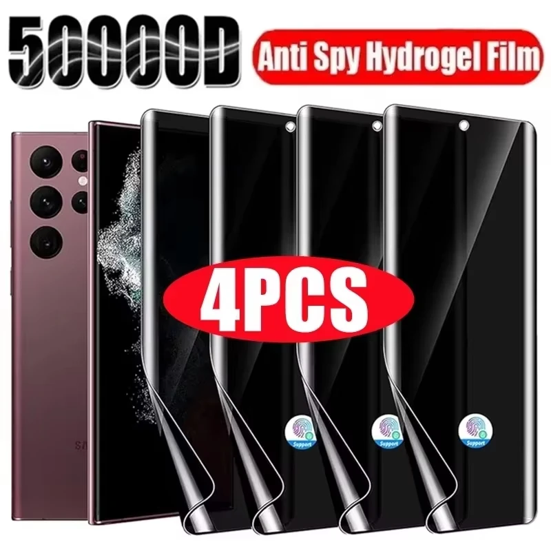 

4Pcs Anti-Spy Hydrogel Film for Samsung S26 S25 S24 Ultra S23 S22 S21 FE Plus A56 A55 A54 A36 A26 A25 A16 A06 Privacy Protectors