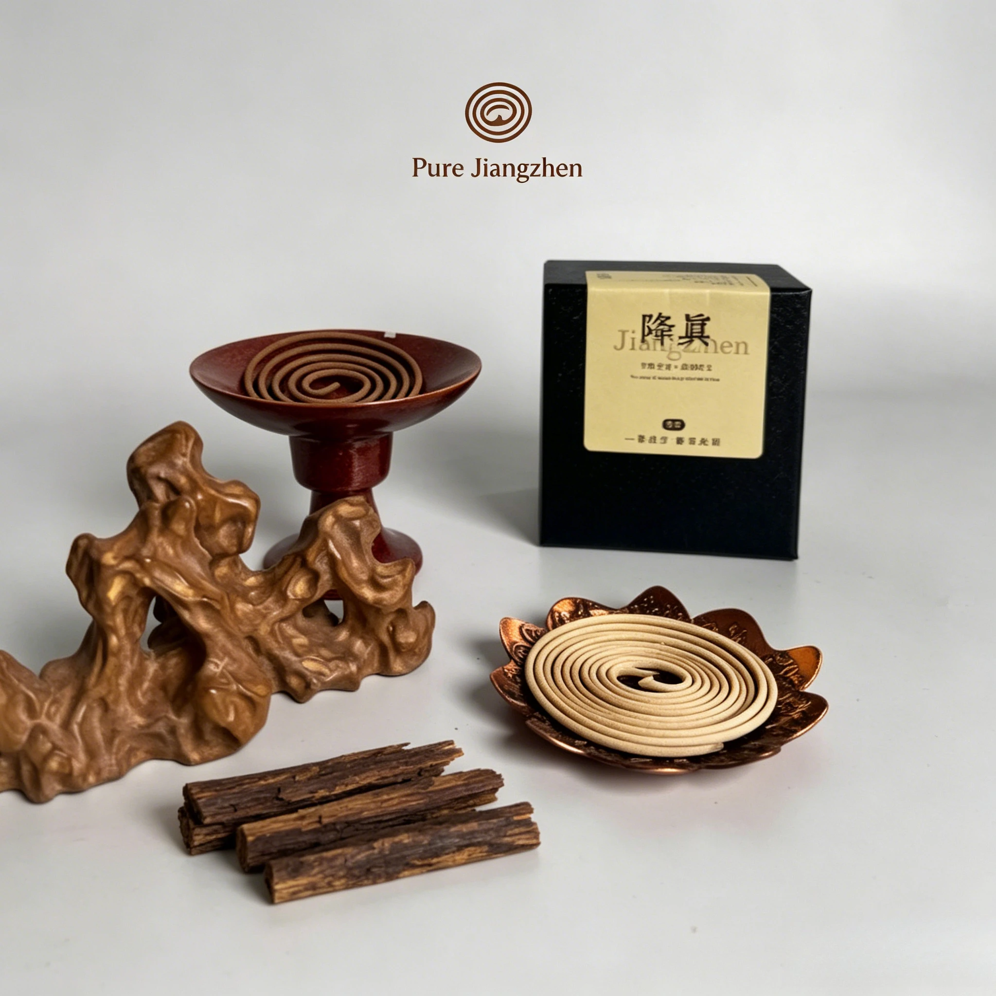 Encens en spirale Zen Jiangzhen - 48 spirales, 3,5 heures de combustion, parfum de Dalbergia de qualité supérieure pour la méditation, la pleine conscience et le calme, cadeau