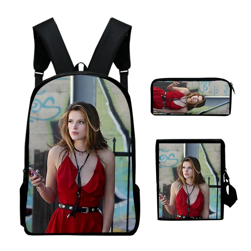 Classic Novelty bella thorne 3D Print 3pcs/Set pupil School Bags Laptop Daypack Backpack Inclined shoulder bag Pencil Case