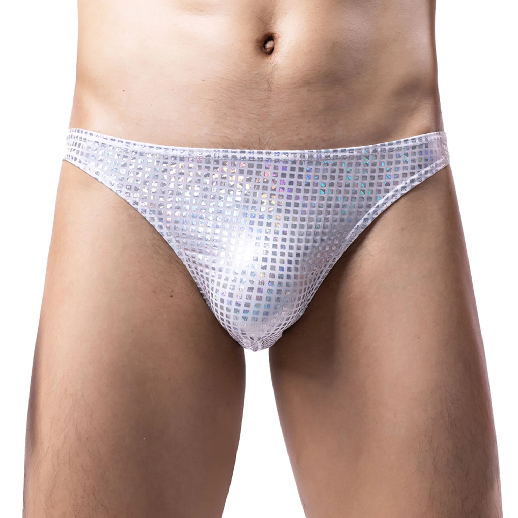 

Men Sexy Low Rise Briefs Shiny Sequin Bulge Pouch Underwear Breathable Lingerie Panties Nightwear Comfortable Fashion Underpants