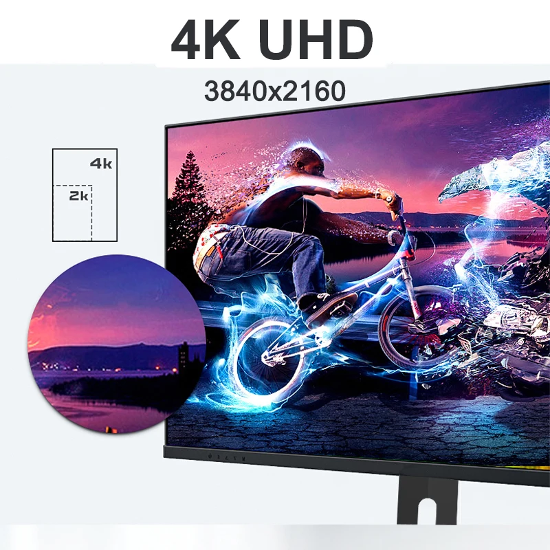 UHD-27Inch 4K Monitor de Computador, Monitor de PC, 60Hz, IPS, Resposta 1ms, Sincronização Adaptativa, 100% sRGB, Montagem VESA, 178 View