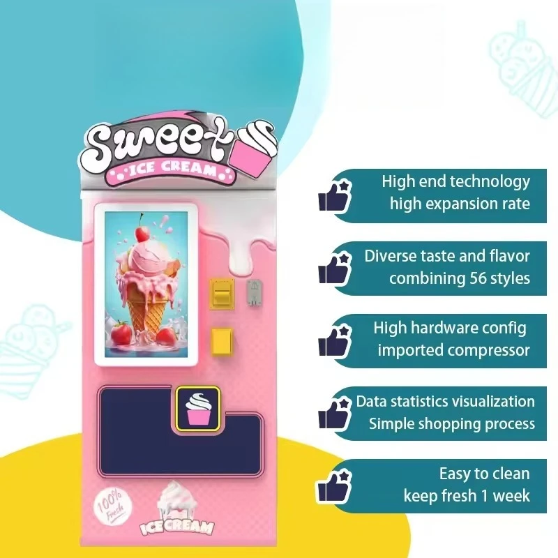 Automatic Soft Serve Ice Cream Vending Machine Touch Screen SDK Cloud Management Mall Custom