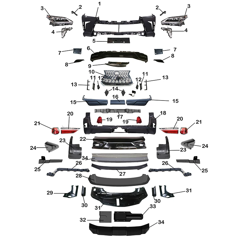 body kit For Lexus lx570 2008-2015 upgrade to 2020 model bumpers head lamp