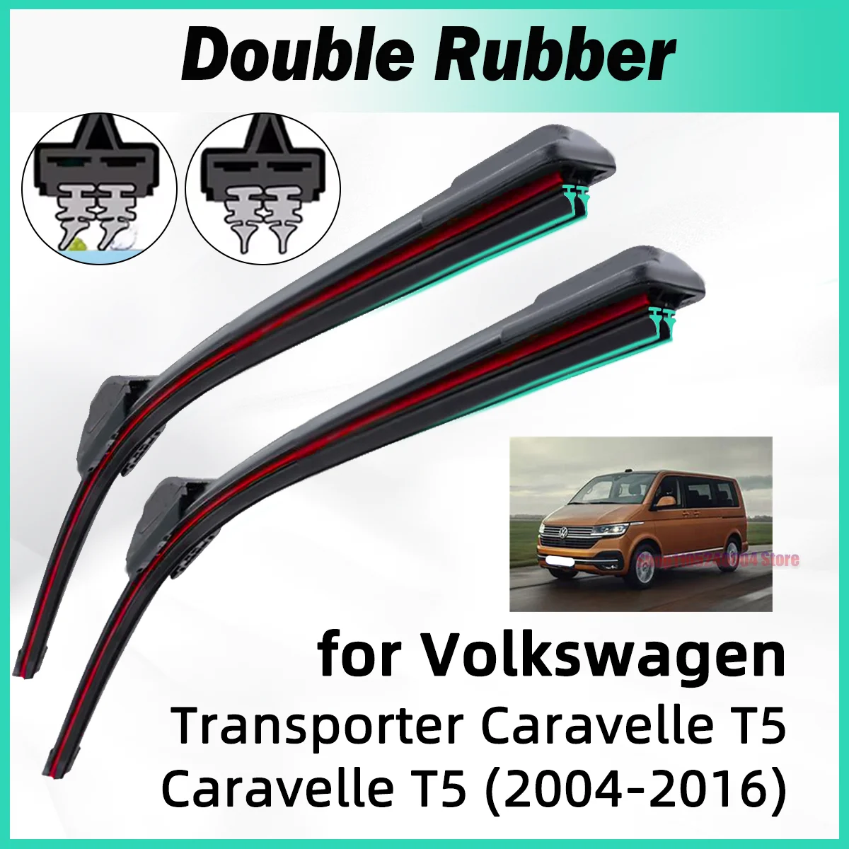 

Double Rubber Car Wiper For Volkswagen T5 Transporter Caravelle T5 Front Wiper Blades Brushes Cutter Accessories Windscreen 2007
