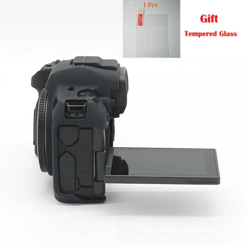 Soft Silicone Camera Case For Canon EOS R EOSR Micro Single Camera Silicone Case Protective Storage Bag +1PCS Free Tempered Film
