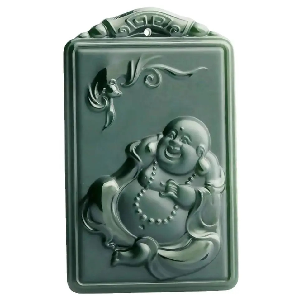 

Hetian Jade Pendant Women's Fine Material Sapphire Buddha Brand Smiling Buddha Maitreya Buddha Big Belly Buddha