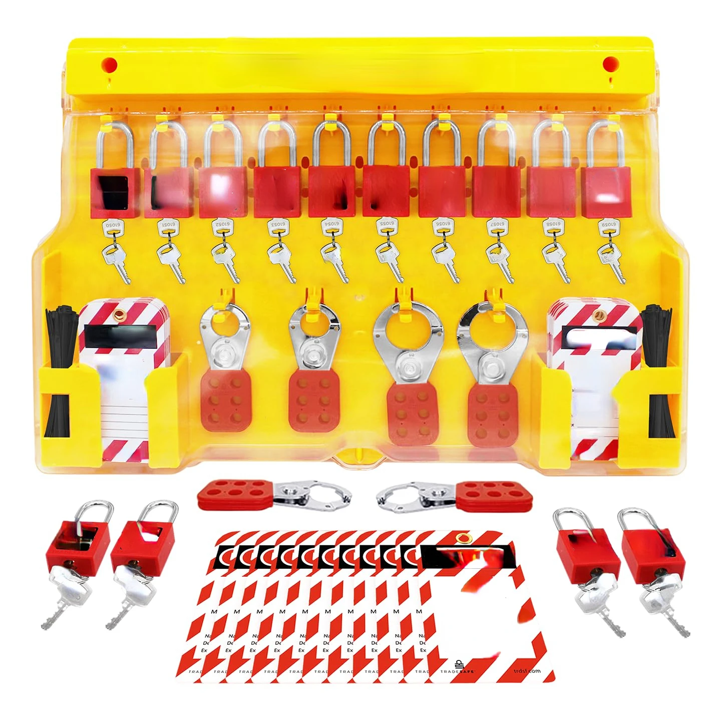 Lockout Tagout Station with Loto Devices - 14 Pack Safety Lock Set, 6 Hasps, 40 Do Not Operate Tags, Lock Out Tag Out Kit Board