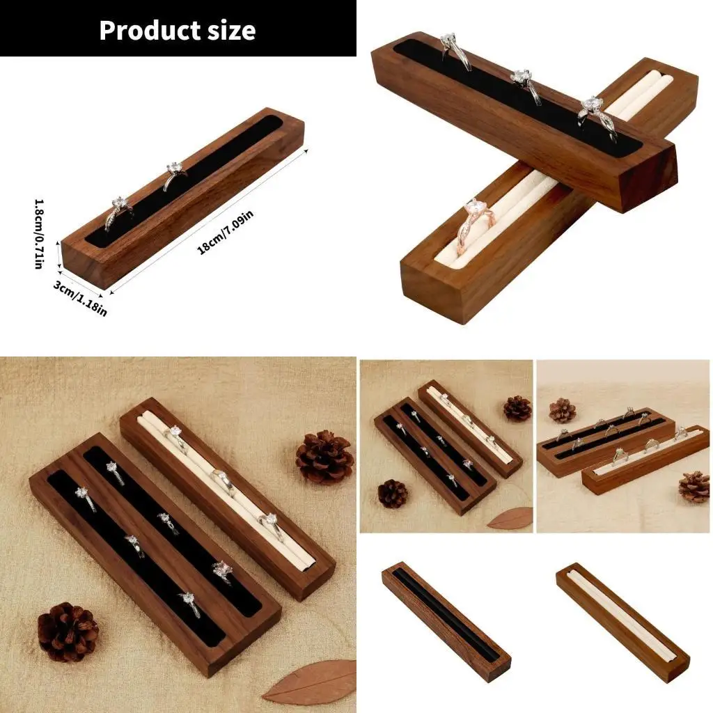 

G6KF Luxurious Walnut Rings Display Rack Functional Walnut Rings Display Stand Rings Storage Holder For Various Setting