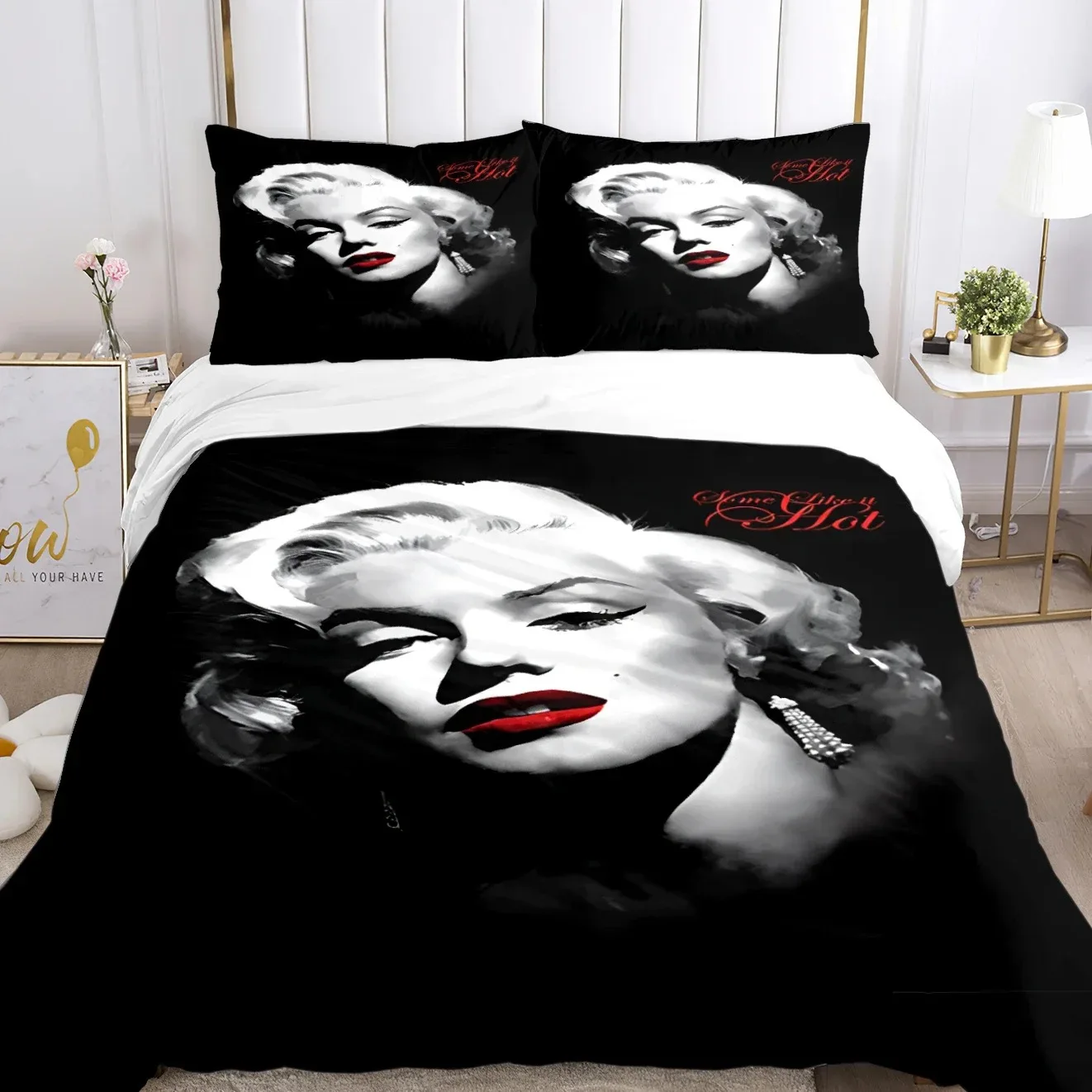 Marilyn Monroe Duvet Cover Comforter Fear Bedding sets Soft Quilt Cover and Pillowcases for Teens Boy Single/Double/Queen/King