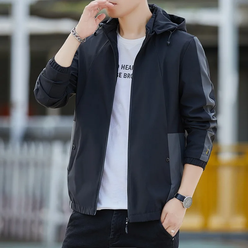Men's Fashionable Hooded Jacket Trendy Sportswear Casual Wear Long-Sleeved New Spring Autumn for Teenagers