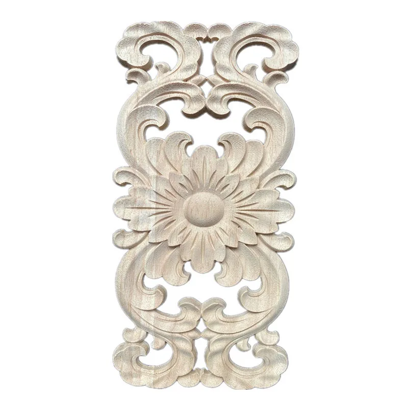 

Unique Natural Floral Wood Carved Wooden Figurines Crafts Corner Appliques Frame Wall Door Furniture Wooden Carving Decoration