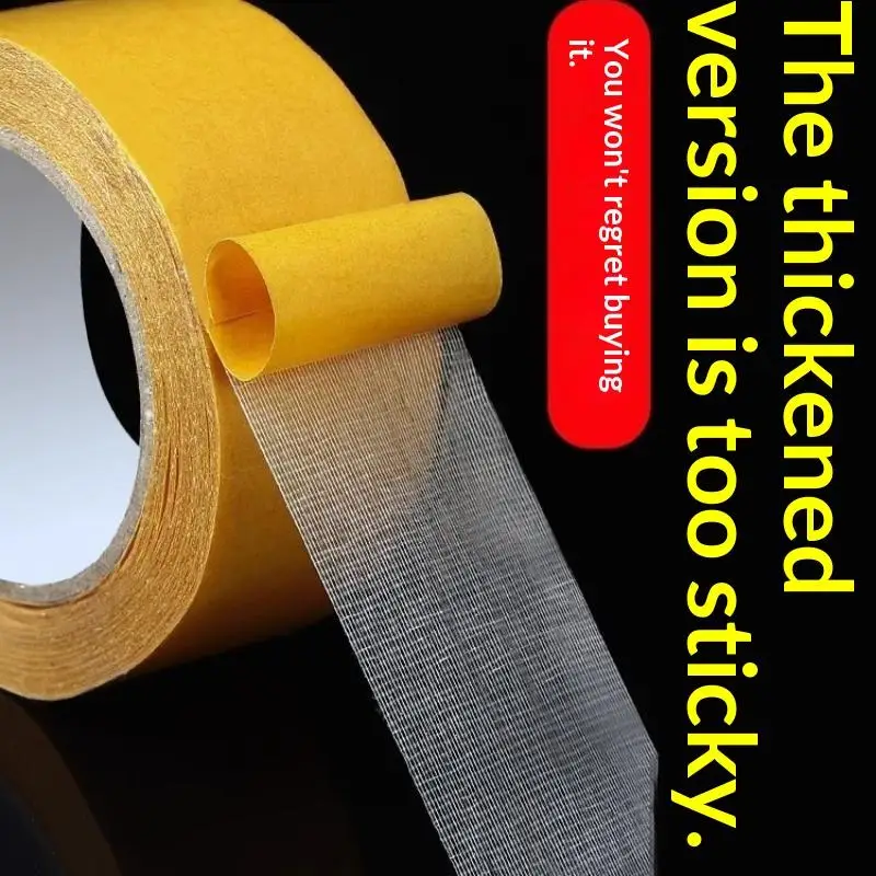 Double Sided Cloth Tape Strong Fixation Adhesive Tape Heavy Duty Translucent Mesh Waterproof Traceless Powerful Grid Carpet Tape