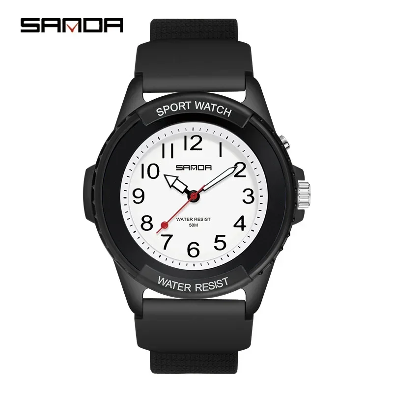 SANDA-Montres à quartz en caoutchouc automatiques pour hommes et femmes, horloge antichoc, sports de plein air, étudiants décontractés, couple, nouveaux modèles, 2024