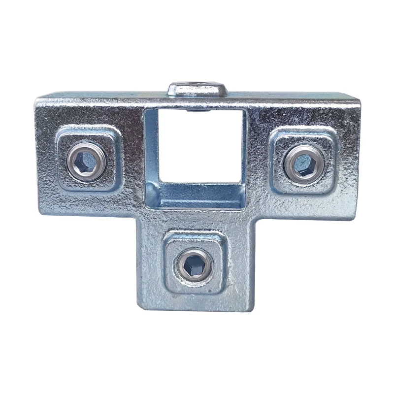 Imagem -04 - Encaixes Galvanizados do Tubo do Ferro Conector Quadrado da Tubulação Corrimão Faça Você Mesmo Solda-livre Junção do t Base 40*40 mm