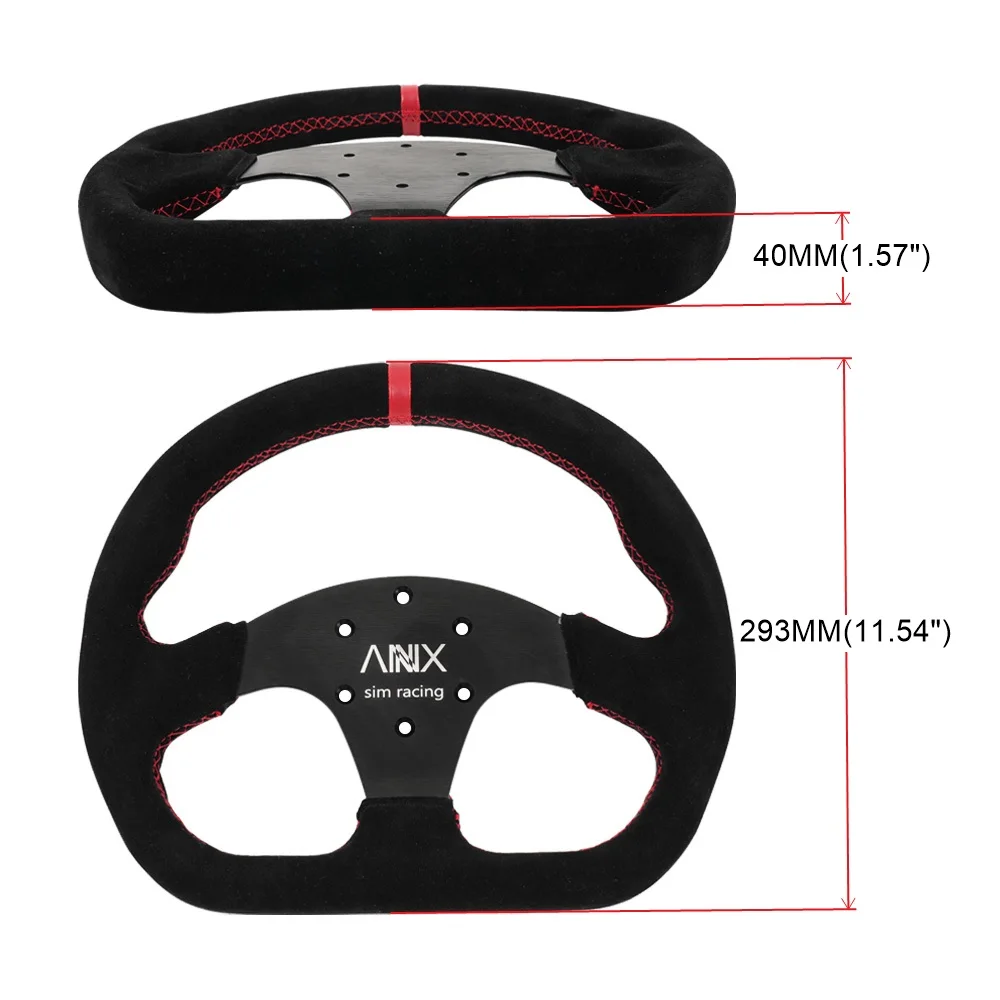 RASTP-12.8Inch Steering Wheel D Shape Suede Leather 70mm-PCD for Sim Racing Sports Game STW043