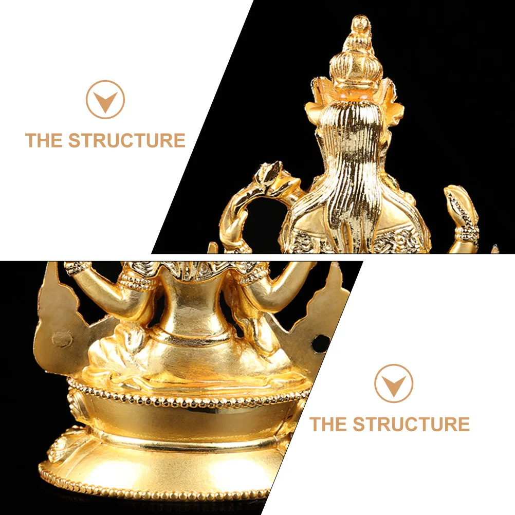 

Golden Alloy Bodhisattva Ornament Fine Craftsmanship Desktop Buddha Decor for Indoor Space Kuan Yin Statue Home Spiritual