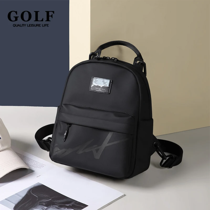 Mochila de golfe para mulheres, preta, pequena, viagem, escola, à prova d'água, feminina, simples, lona, lazer, esportes, commuter bag2024