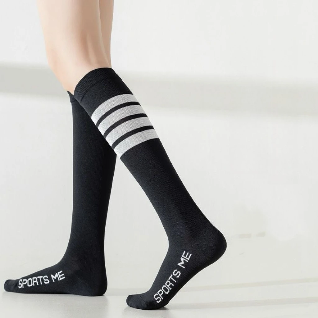 1/3 pairs of girls' striped calf socks, AB foot running sports socks, suitable for girls' calf socks, outdoor casual socks