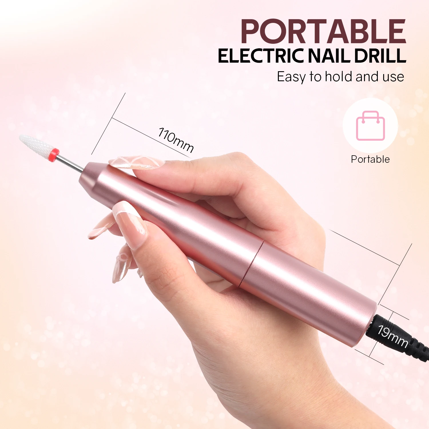 Trapano per unghie elettrico senza spazzole a batteria da 25000 giri/min professionale per unghie in gel acrilico Trapano per unghie portatile con spazzola per la polvere