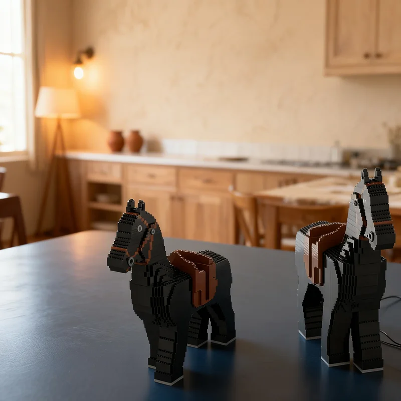 

4830pcs MOC Maxi Figure Black Horse With Brown Saddle Western Model Building Blocks Toy Gift Creative Display Collectible Desk