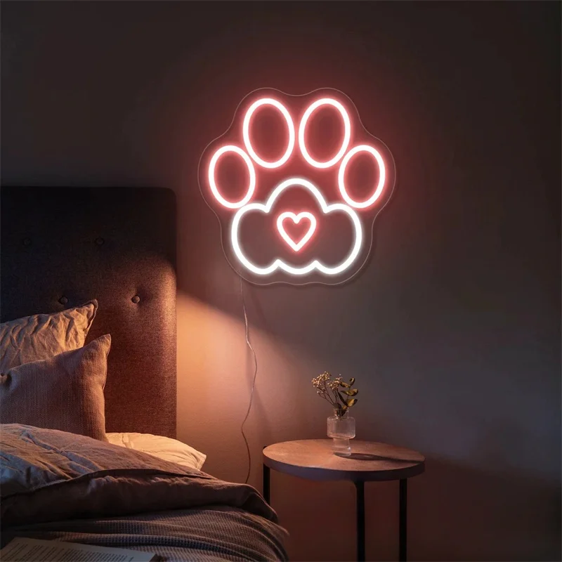 Paw Print Neon Sign Animals Paw Print Custom Neon Sign Led Light Wall Decor Pets Shop Neon Sign Pets Shop Decor Birthday Gift