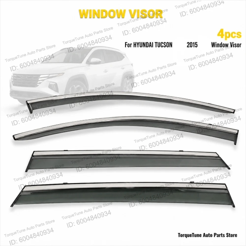 Direct Fit Window Visor Wind Deflector For HYUNDAI TUCSON 2015 -2018 Injection with Stainless Steel Premium PC Material