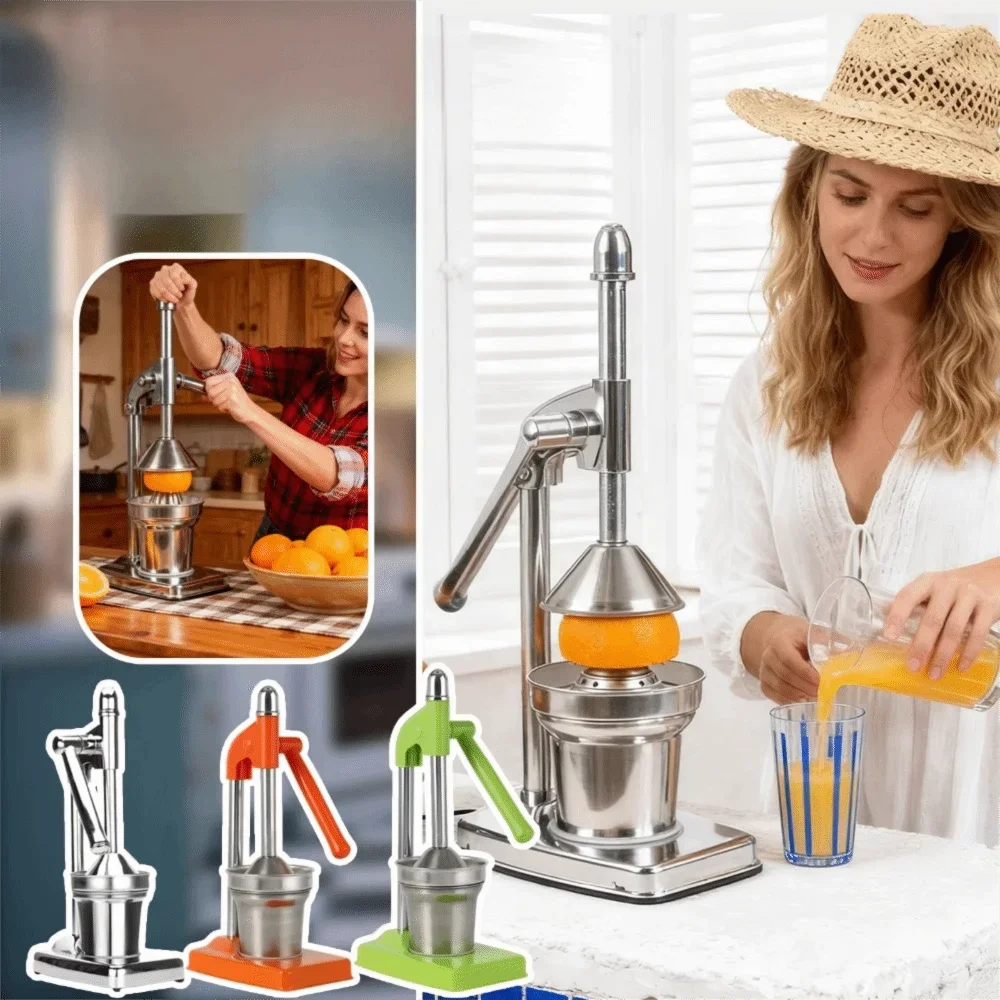 Hand Press Manual Orange Juice Maker Stainless Steel Aluminum Alloy Manual Juicer Heavy Duty Efficient Citrus Extractor