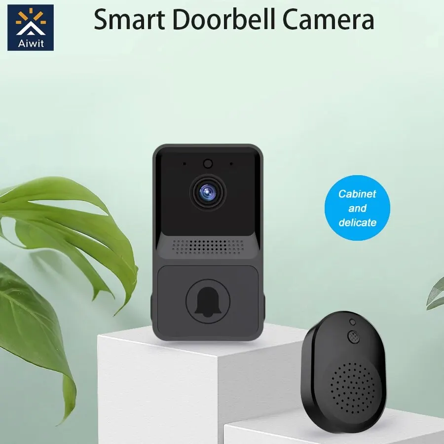 Mini Wifi Video Doorbell with Two Way Audio, Motion Detection, Night Vision - Smart Home Security Camera with Rechargeable Batt