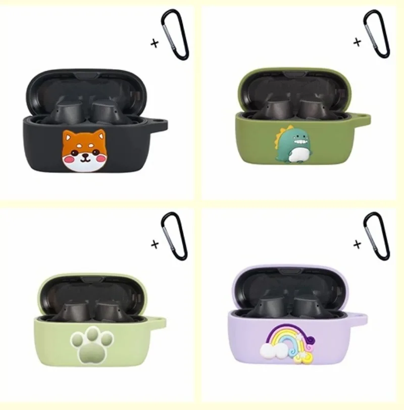 حافظة لهاتف جابرا إيليت 3 كارتون كلب/زهور لطيفة من السيليكون الناعم المقاوم للصدمات غطاء سماعة أذن لهاتف جابرا إيليت 3