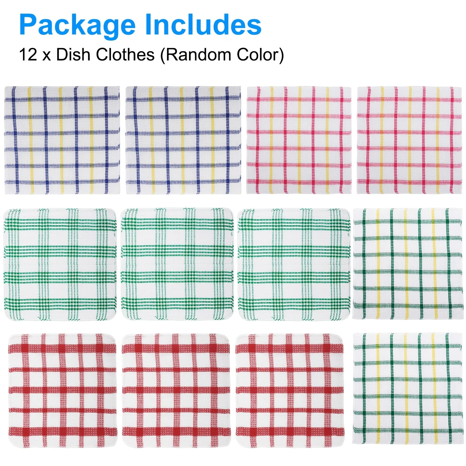 12Pc/Set Random Color Kitchen Dish Cloths, Soft Absorbent Dishwashing Towel