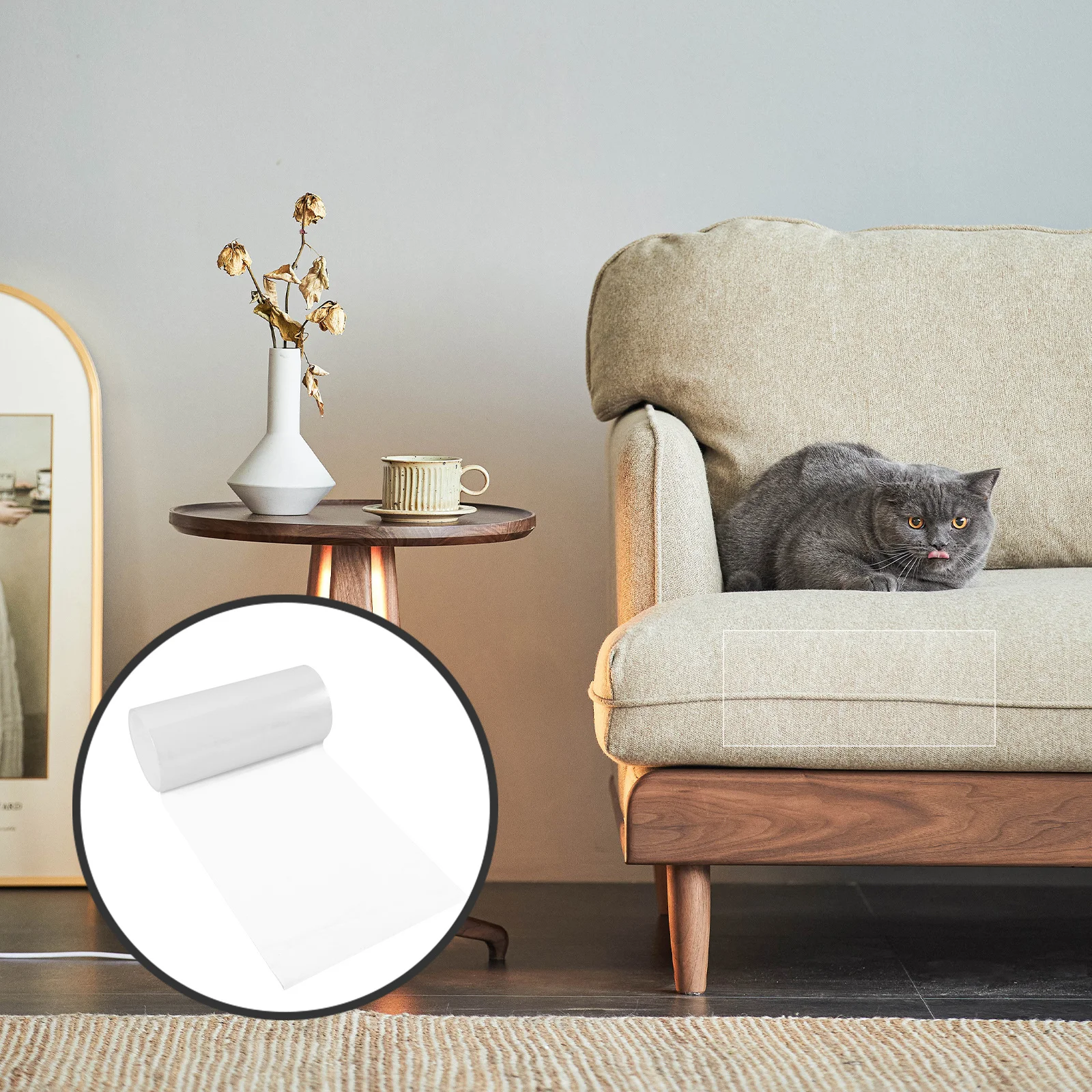 

1 Roll Anti Scratch Cat Tape Furniture Protector Transparent Heavy Duty Double Sided Tape for Doors and Sofas Door Protector