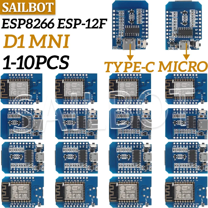 1-10 шт. WeMos D1 Mini TYPE-C/Micro USB ESP8266 ESP-12F CH340G V2 модуль WiFi D1 мини-плата разработки 3,3 В с контактами для Arduino