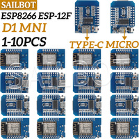 1-10PCS WeMos D1 Mini TYPE-C/Micro USB ESP8266 ESP-12F CH340G V2 Module WiFi D1 Mini Development Board 3.3V With Pin For Arduino