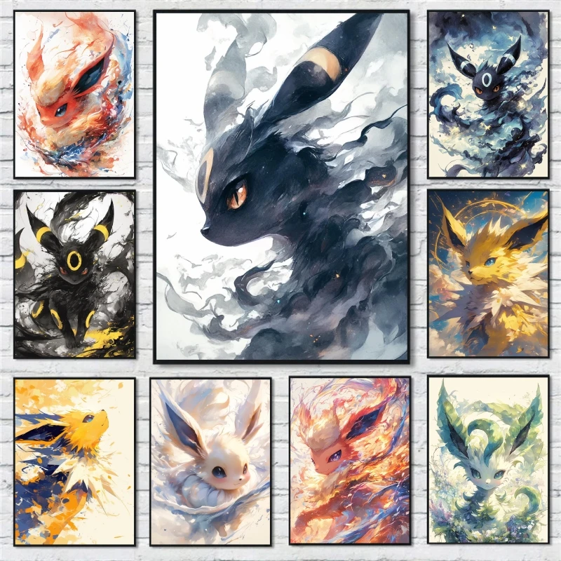 

Classic Anime Pokemon Umbreon Flareon Canvas Painting Anime Wall Art Prints HD Poster Picture Print Home Living Room Decor